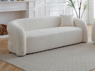 Vente-unique - Sofa 3-Sitzer - Bouclé Stoff Weiß - LAPIOTA von Maison Céphy