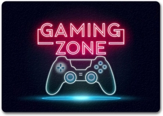 speecheese Fußmatte Gaming Zone Controller Fußmatte in 35x50 cm ohne Rand in Neonschrift