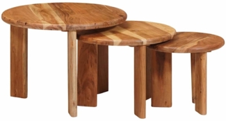 vidaXL Nesting-Couchtische 3 pcs Braun Massivholz Akazie 4104655