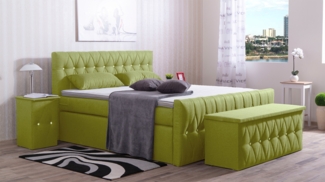 Meisterbetten Boxspringbett Cool 140x200 in WT-Apfelgrün, Matratzenbezug Nano, Komfortschaum-Topper