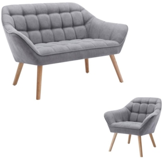 Vente-unique - Sofa 2-Sitzer & Sessel - Stoff - Grau - CASERTA