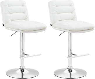 CLP 2er Set Barhocker Damar Kunstleder höhenverstellbar und drehbar,weiß chrom