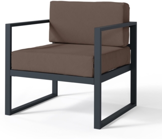 Selsey 'Dywilly' Gartenstuhl mit wasserabweisendem Stoff, Braun/Schwarz ca. 72 x 69 x 65 cm