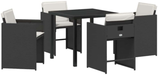 vidaXL Garten Essgruppe 5 pcs Schwarz Poly-Rattan 3380685
