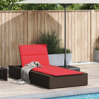 vidaXL Sonnenliege mit schwebender Auflage Braun Poly Rattan 4104208