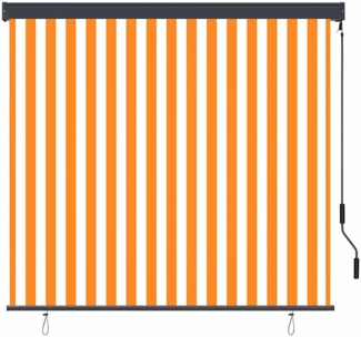 vidaXL Outdoor Rollo Gestreift Orange und Weiß 180 x 250 cm Stoff 362083