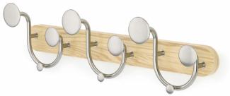 Umbra Garderobenleiste Melody mit 9 Haken, Wandgarderobe, Aluminum, Holz, Natur, Nickel, 43 cm, 1019559-392