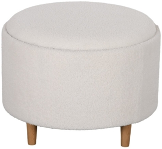 MC Star Sitzhocker Ø56 x 42 cm, runder Polsterhocker mit Stauraum und Klappdeckel (Holzbeine, ideal für Wohnzimmer und Schlafzimmer, Weiß)