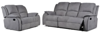 Vente-unique - Couchgarnitur Relax 3+2 - Microfaser - Grau - HERNANI