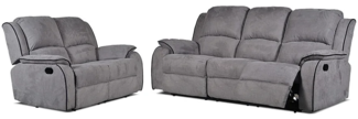 Vente-unique - Couchgarnitur Relax 3+2 - Microfaser - Grau - HERNANI