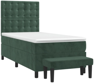 vidaXL Boxspringbett mit Matratze Dunkelgrün 90x200 cm Samt 3138064