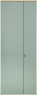 BARI Schuhschrank in Schilfgrün, Artisan Eiche Optik FSC-zertifiziert - Moderner Garderobenschrank mit viel Stauraum für Ihre Schuhe - 78 x 202 x 38 cm (B/H/T)
