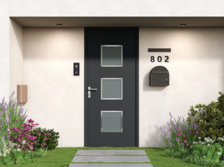 Vente-unique - Eingangstür mit Türanschlag rechts - 218 x 96 cm - Aluminium - Anthrazit - ROSILVA