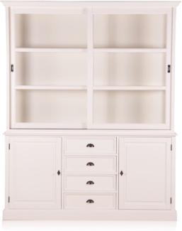 Casa Padrino Landhausstil Wandschrank Antik Weiß mit 2 Türen und 4 Schubladen 185 x 43 x H. 225 cm - Landhausstil Möbel