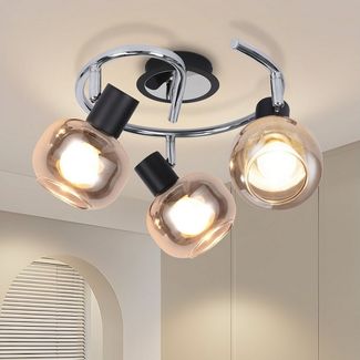 Nettlife Deckenstrahler Wohnzimmer 2/3/4/6 Flammig E14 Deckenleuchte Rauchglas Modern, Schwenkbar 350°, LED wechselbar, Deckenstrahler für Schlafzimmer Flur Küche Wohnzimmer