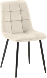 CLP Esszimmerstuhl Antibes Samt gesteppt | 150 kg Tragkraft | Ohne Armlehne,creme