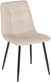 CLP Esszimmerstuhl Antibes Samt gesteppt | 150 kg Tragkraft | Ohne Armlehne,creme