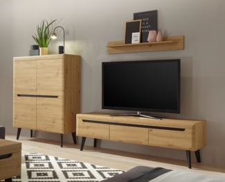 Wohnwand Anbauwand Torge 3-teilig artisan eiche schwarz grifflos MDF Modern