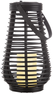 LED Solarlampe, Feuer-Effekt, Henkel, schwarz, H 26 cm