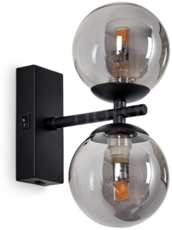 hofstein Wandleuchte »Garaguso« moderne Wandlampe aus Metall/Glas in Schwarz/Rauchfarben, ohne Leuchtmittel, Wandspot im Modernen Design, An-/Ausschalter am Gehäuse, 2xG9