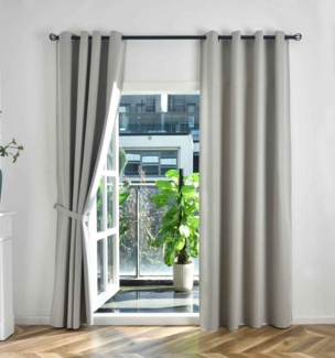 Gardinenbox Vorhang, Ösen (2 St), verdunkelnd, Leinenbindung, 100% Verdunkelung Blackout Leinenbindung 202410-2