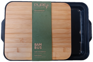 Bambus Schneidebrett mit Tablett Black 37x24cm Servier Schneide Küchen Brett