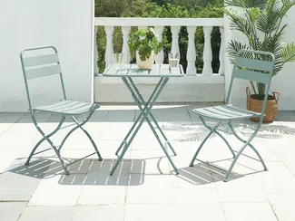Vente-unique - MIRMANDE Gartenessgruppe Metall Grün - B 52,5 cm60 cm x H 87 cm73 cm x L 43 cm60 cm