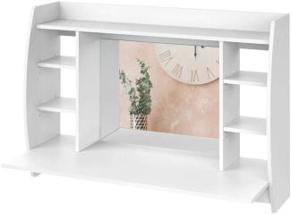 Wandschminktisch mit Spiegel und Hocker 110x75x485 cm Weiß aus MDF Holz ML-Design