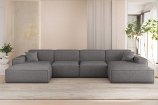 Wohnlandschaft Sofa U-Form CELES PREMIUM in Stoff Artico Grau