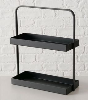 BOLTZE GRUPPE GmbH Etagere JAGO, H 38,5 cm, Schwarz, pulverbeschichtet, Eisen, (1-tlg), mit 2 Etagen und Tragegriff