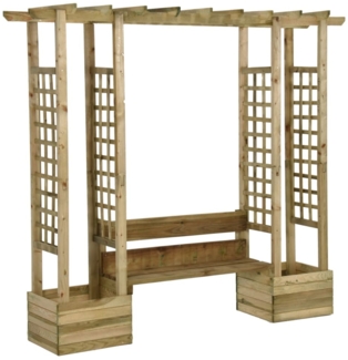 vidaXL Garten-Pergola mit Bank & Pflanzkübeln Kiefernholz Imprägniert 318565