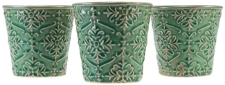 Viana Übertopf Keramik Übertopf Craquelé Glasur Grün Ø11cm H11cm 3er Set Blumen Deko