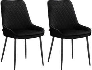 loft24 Esszimmerstuhl Mourice (Set, 2 St), Bezug in Samtoptik, Polsterstuhl, Stuhl, Metallbeine schwarz