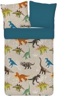 ESPiCO Bettwäsche Trendy Bedding Dinosaurier Ross Renforcé 135 x 200 + 80 x 80 cm