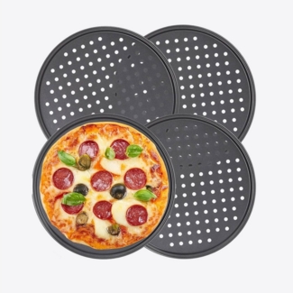 Morleos Pizzablech 4x Pizzableche Ø 32 cm rund, gelochtes Pizzabackblech, (4-St)