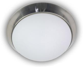 LED-Deckenleuchte rund, Opalglas matt, Dekorring Nickel matt, Ø 45cm