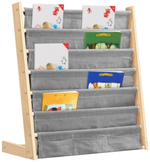 JEOBEST Bücherregal Kinder Bücherregal, Kinder-Bilderbuchregal, 7-Stöckige, Holz, Naturbeige