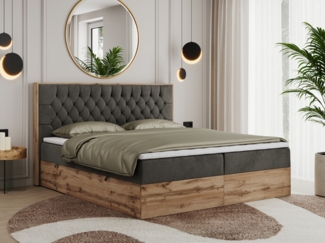 Boxspringbett, Schlafzimmerbett, Bettkasten - AMORE - 200 x 200 cm - Dunkelgrau Velvet - H4