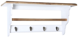 Home4Living Wandgarderobe Garderobe Weiß mit 4,5 u. 6 Haken Ablage Holz Landhausstil