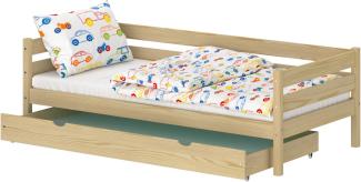 WNM Group Kinderbett fr Mdchen und Jungen Kaira - Jugenbett aus Massivholz - Bett mit Schubladen - Funktionsbett 200x90 cm - Natrliche Kiefer