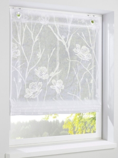 Rollo Raffrollo, heine, halbtransparent, Ösen mit Fensterhaken