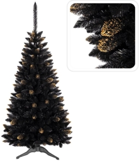 Sarcia. eu Künstlicher Weihnachtsbaum Schwarzer künstlicher Weihnachtsbaum Fichte Ghana PVC, gold 90cm