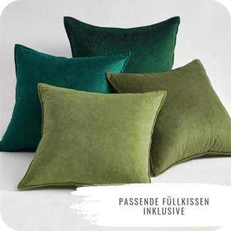 Interior by Hakito Dekokissen 4er Set Kissenbezüge inklusive Füllkissen Set Sami Samt weich, Kissenhülle mit Füllung