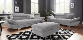 COTTA Polstergarnitur Enterprise, (Set), Set bestehend aus: 2-Sitzer mit Kopfteilverstellung & Hocker