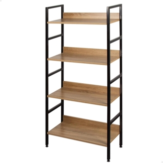 AKTIVE Max Home 18417 Lagerregal, 4 Regalböden, 60 x 28 x 126 cm, aus Stahl und Holz, einfache Montage, robust und langlebig, Nivelliersystem, Wohnzimmermöbel, Dekoration, Schwarz