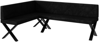 MEBLINI Eckbank für Esszimmer - Küchenbank - Essecke - Sitzecke Küche - ERIC - X-Beine 142 x 196 x 87 cm Links - Schwarz Samt