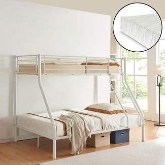 neu.haus Etagenbett, 90/140x200 cm, Weiß, mit Matratze