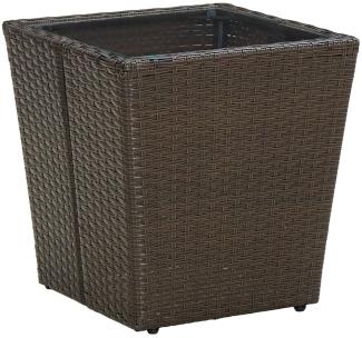 vidaXL Beistelltisch Braun 41,5x41,5x44 cm Poly Rattan und Hartglas 310558