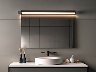 Dimmbare LED Bad Spiegelleuchte FABRIZIO schwenkbar, Schwarz Breite 80cm