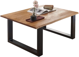Couchtisch Baumkante 80x80 cm Wildeiche schwarz matt SESSA 73508800